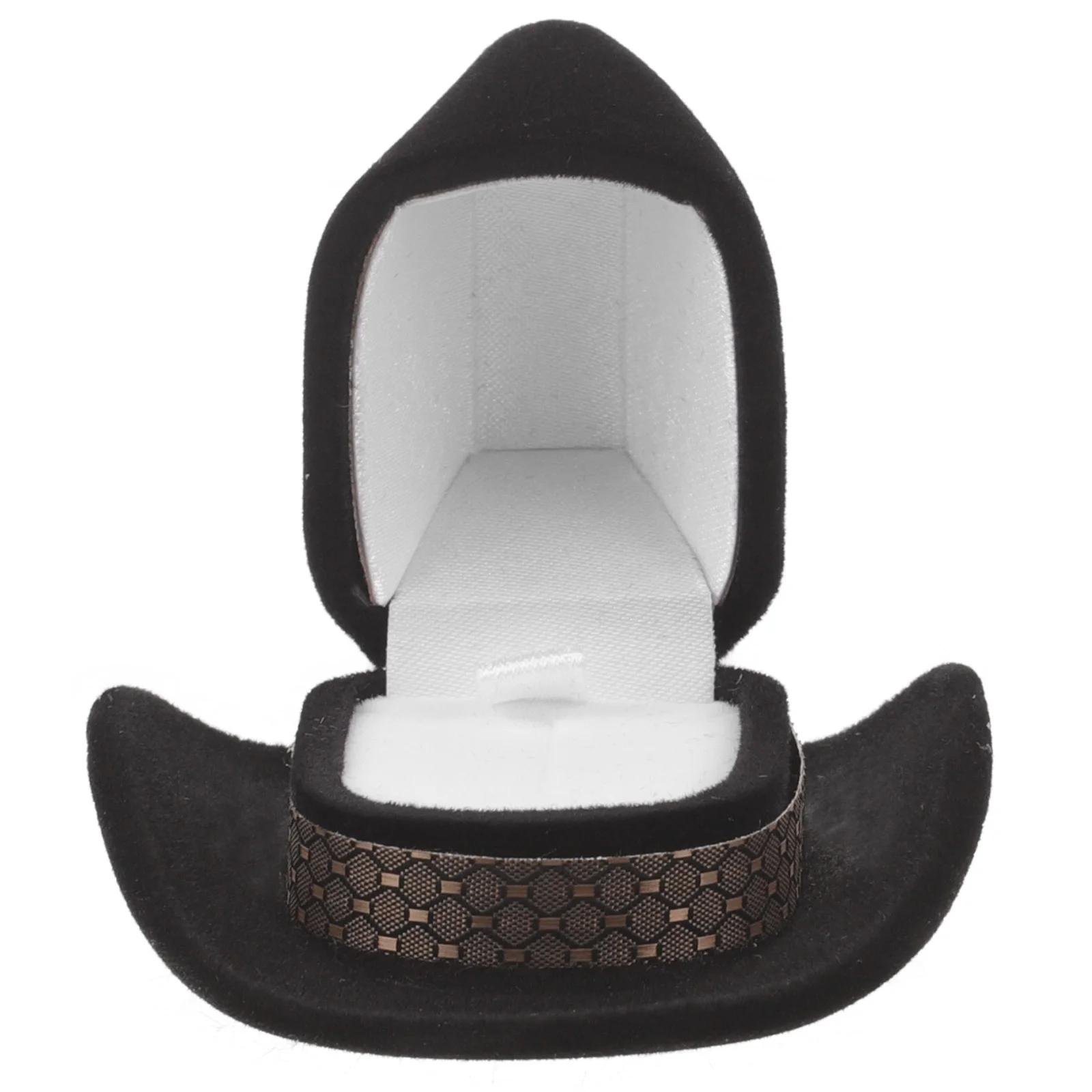 Boîte à bijoux de chapeau de cow-boy, étui à matiques en velours, coffre de rangement d'affichage, support vintage, chapeaux l'évaluation, petite boucle d'oreille, collier