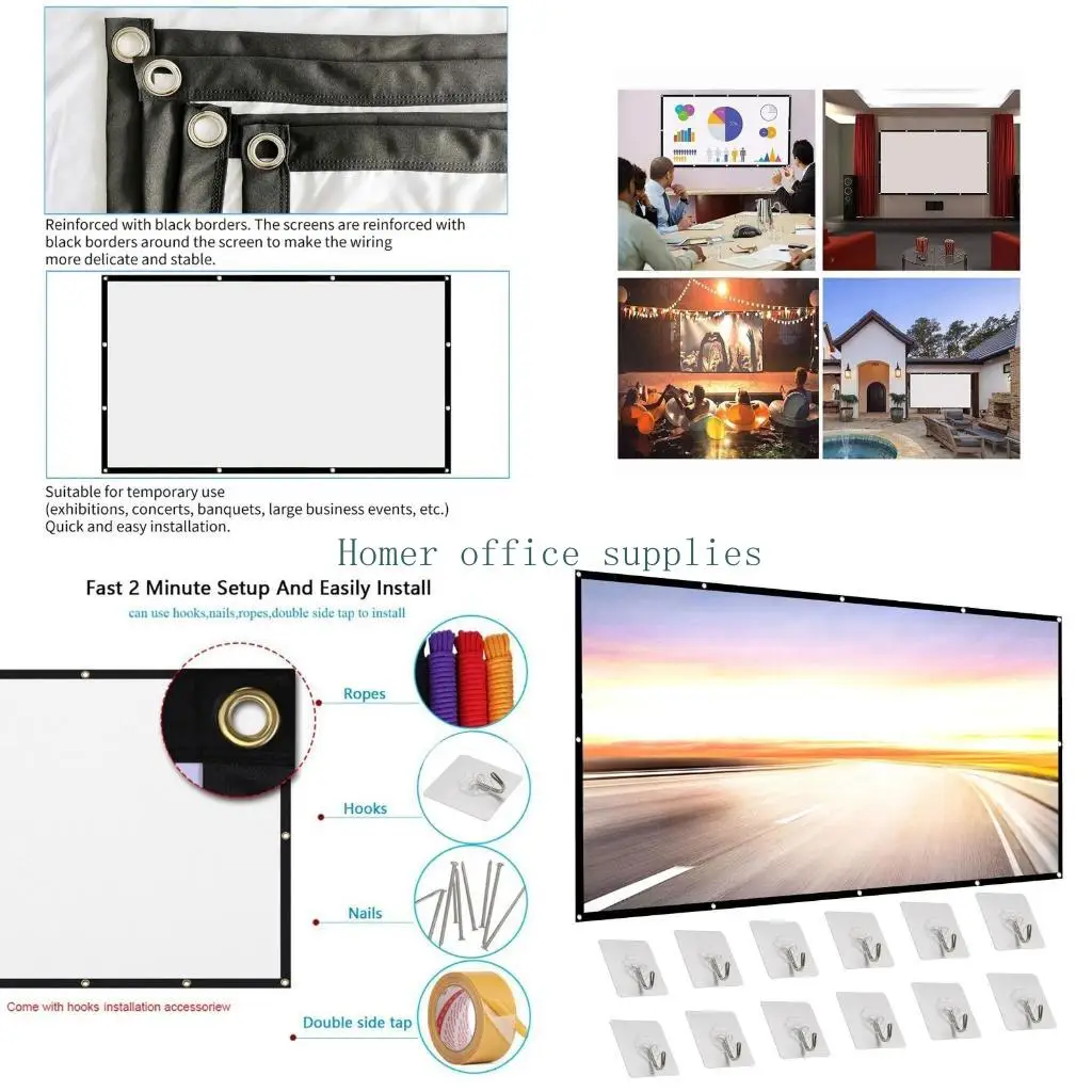 k43b-ポータブルプロジェクタースクリーン-150-インチ-16-9-ホームシアター用フック付き投影映画スクリーン両面投影