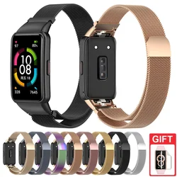 Correia magnética para Huawei Honor Band, pulseira de metal, substituição pulseira inteligente, aço Milan, 6