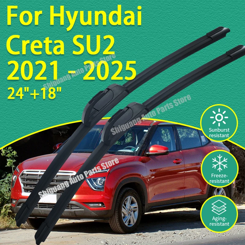 

Новые передние дворники с силиконовым покрытием, щетки лобового стекла для Hyundai Creta SU2 2021-2026, аксессуары для автомобильных дворников 2022 2023
