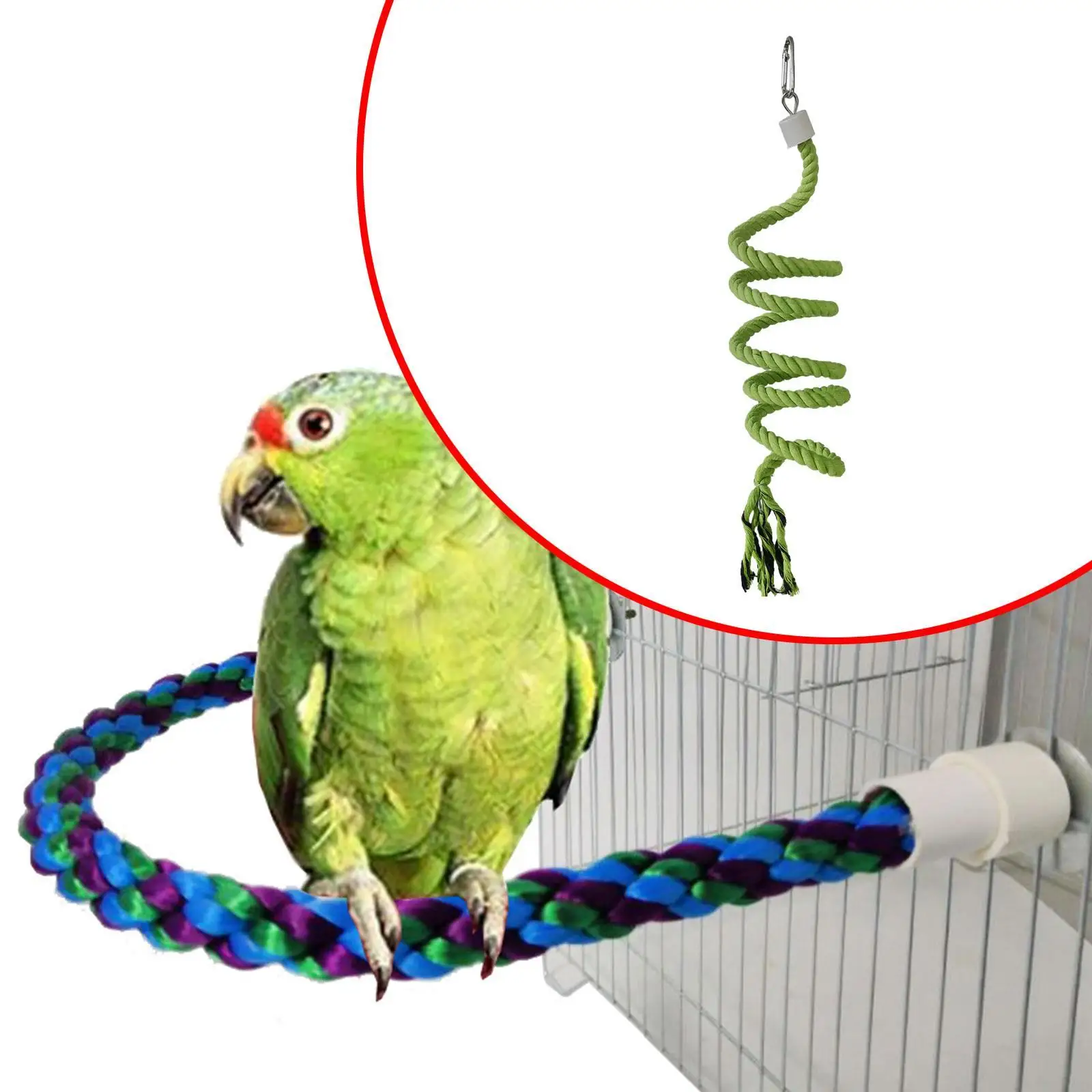 Cotton Rope Bird Perch 39 Inch Spiral Climbing Stand Cage Toy for Cockatiel Parakeet and Canary