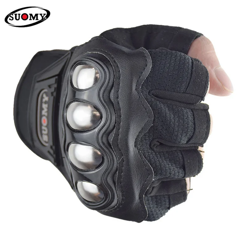 

SUOMY Fingerless Gloves Summer Motorcycle Breathable Motorbike Half Finger Glove Dirt Bike Cycling Bicycle Steel shell Glove men