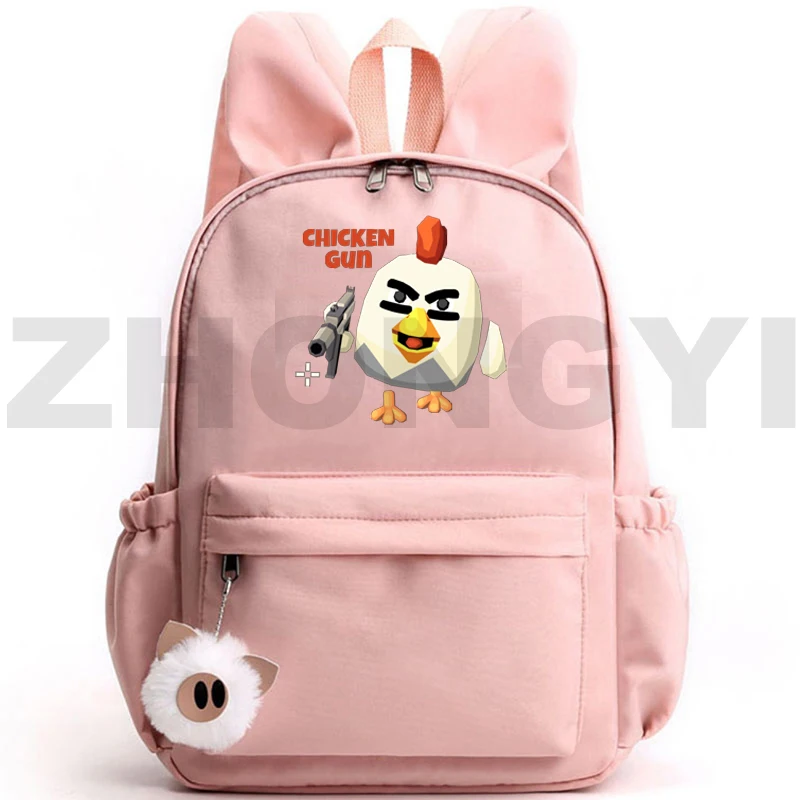 Canvas Chicken Gun Rabbit Ears Mini Backpack Women Shopping Travel Leisure Bag Kawaii Schoolbags for Girls Rucksack Kindergarten