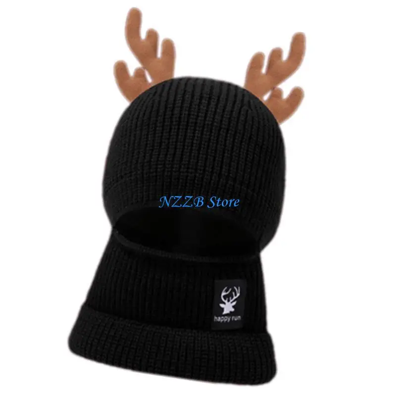 

T21F Knit Hat Pullover Warm Skull Caps Knitted Hat Neck Warmer Accessories