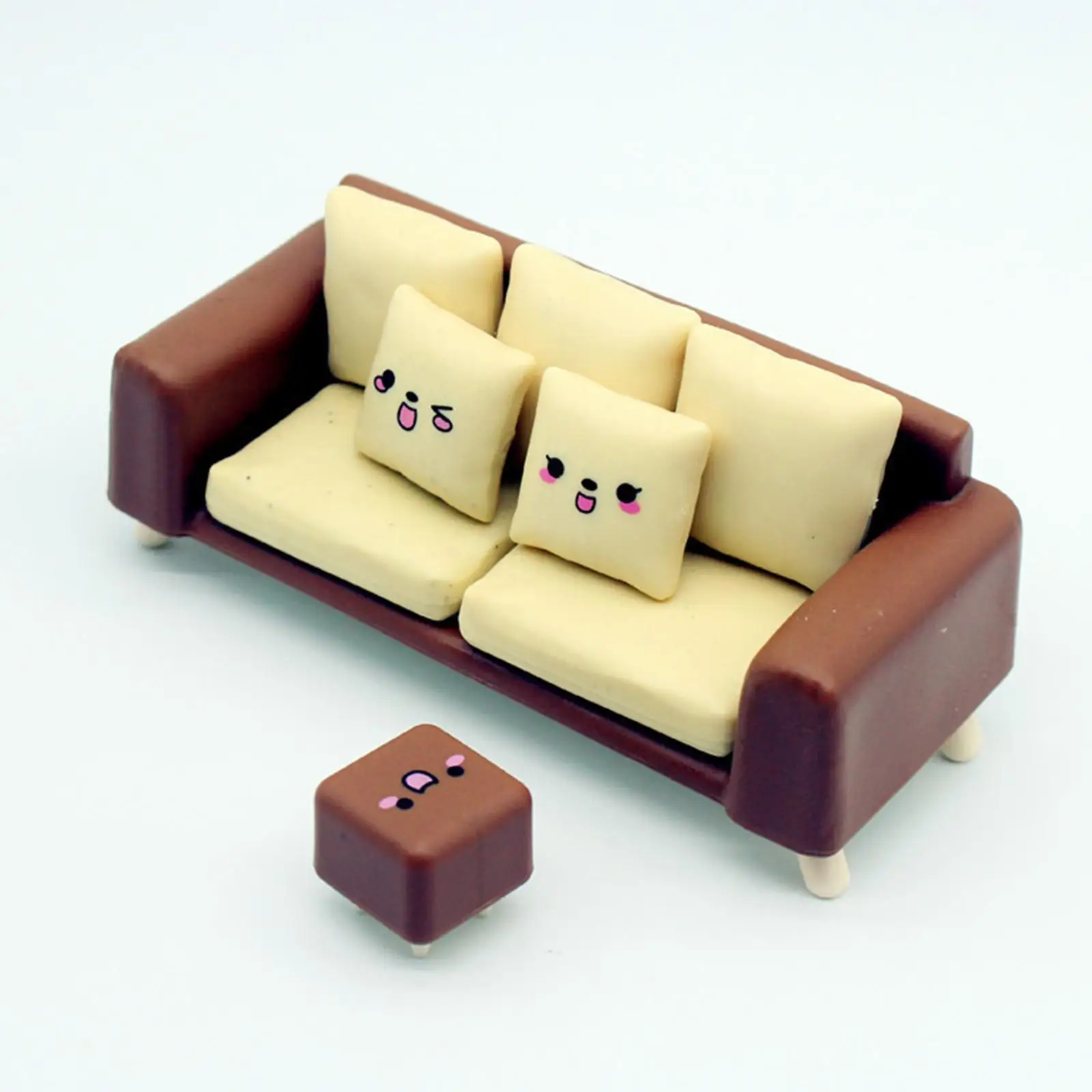 Casa de bonecas sofá para 1/6 1/12 escala casas de boneca cenário suprimentos decoração diy micro paisagens decoração para casa com travesseiros