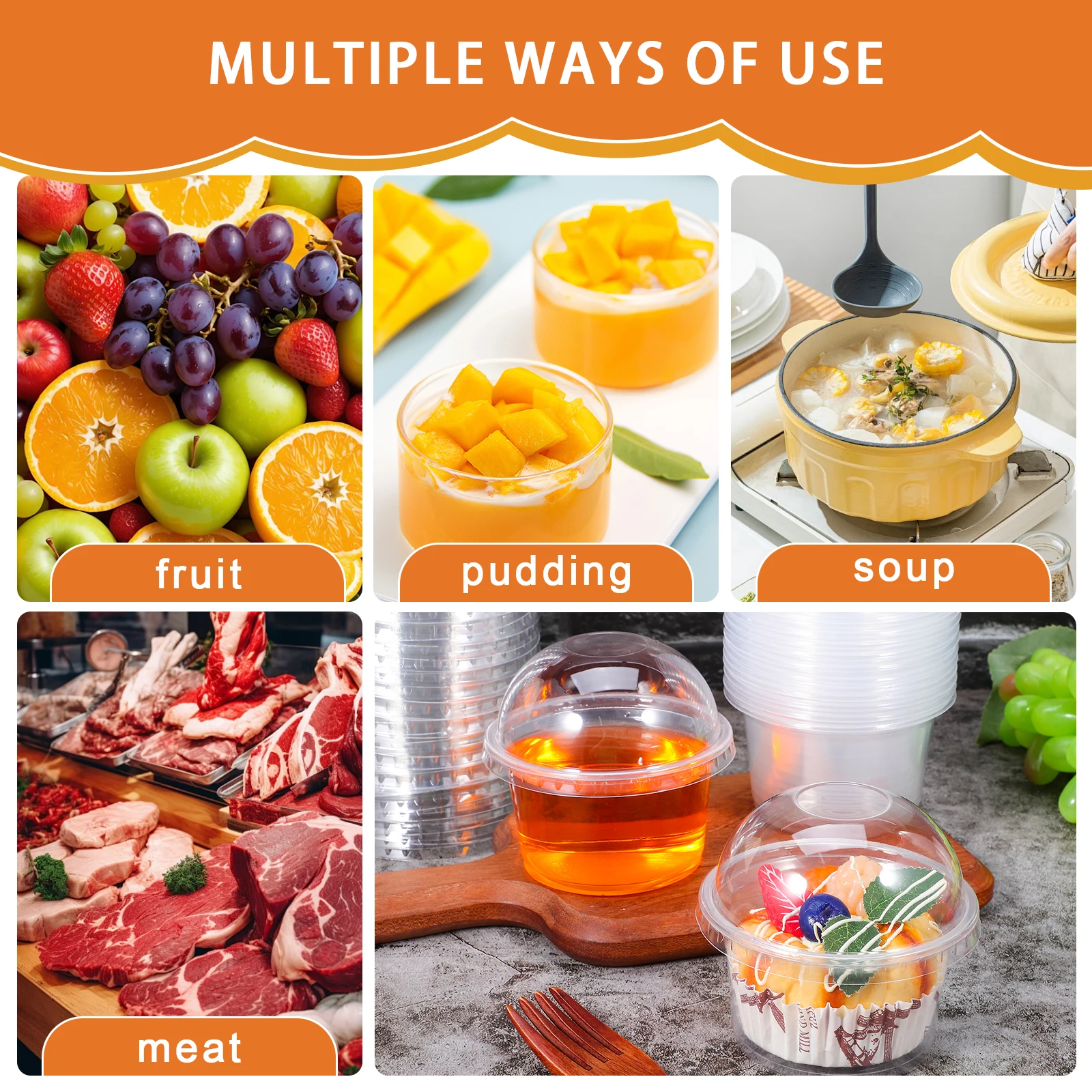 50pcs Disposable Dessert Cups with Lids Pudding Cups Clear Mousses Sauce Jelly Cups Soup Sundaes Pudding Package Bowl Yogurt CUP