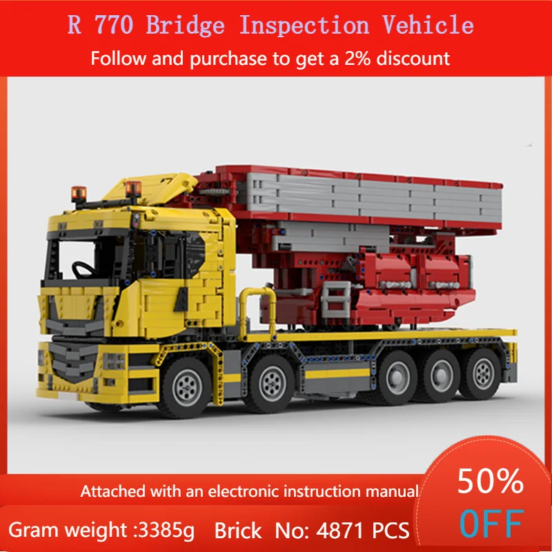 

Building Block Model 4871 Parts R 770 Bridge Inspection Vehicle Car Full Remote Control For Boys Adults Children Christmas Gift