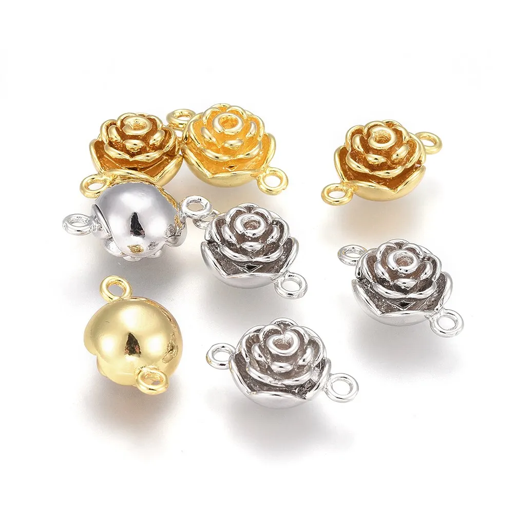 

10 Set Rose Flower Brass Magnetic Clasps with Loops For Jewelry Making DIY Bracelet Necklace End Clasp Connectors Accessories