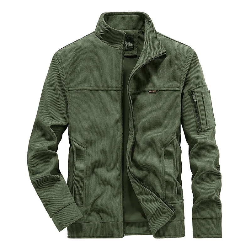 

Winter Male Corduroy Jacket Casual Lapel Safari Jacket Coat Vintage Style Male Casual Zipper Coats Fashion Long Sleeve Outwear