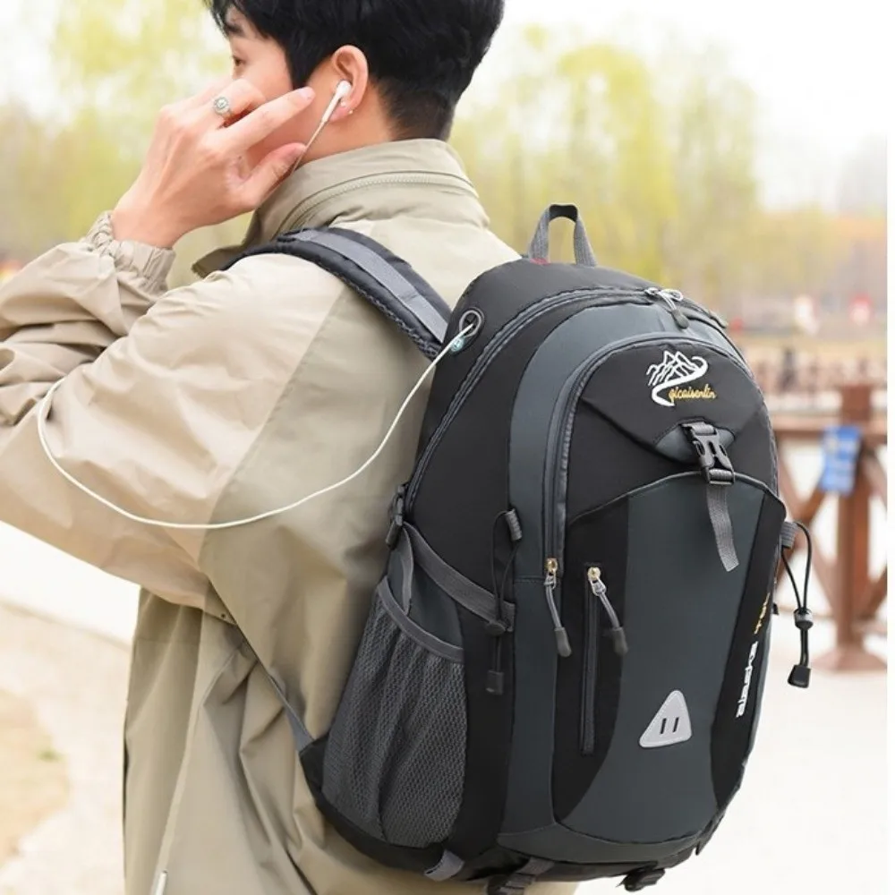 Large Capacity Outdoor Mountaineering Bag Waterproof Lightweight Travel Backpack with USB Charging Hole Nylon