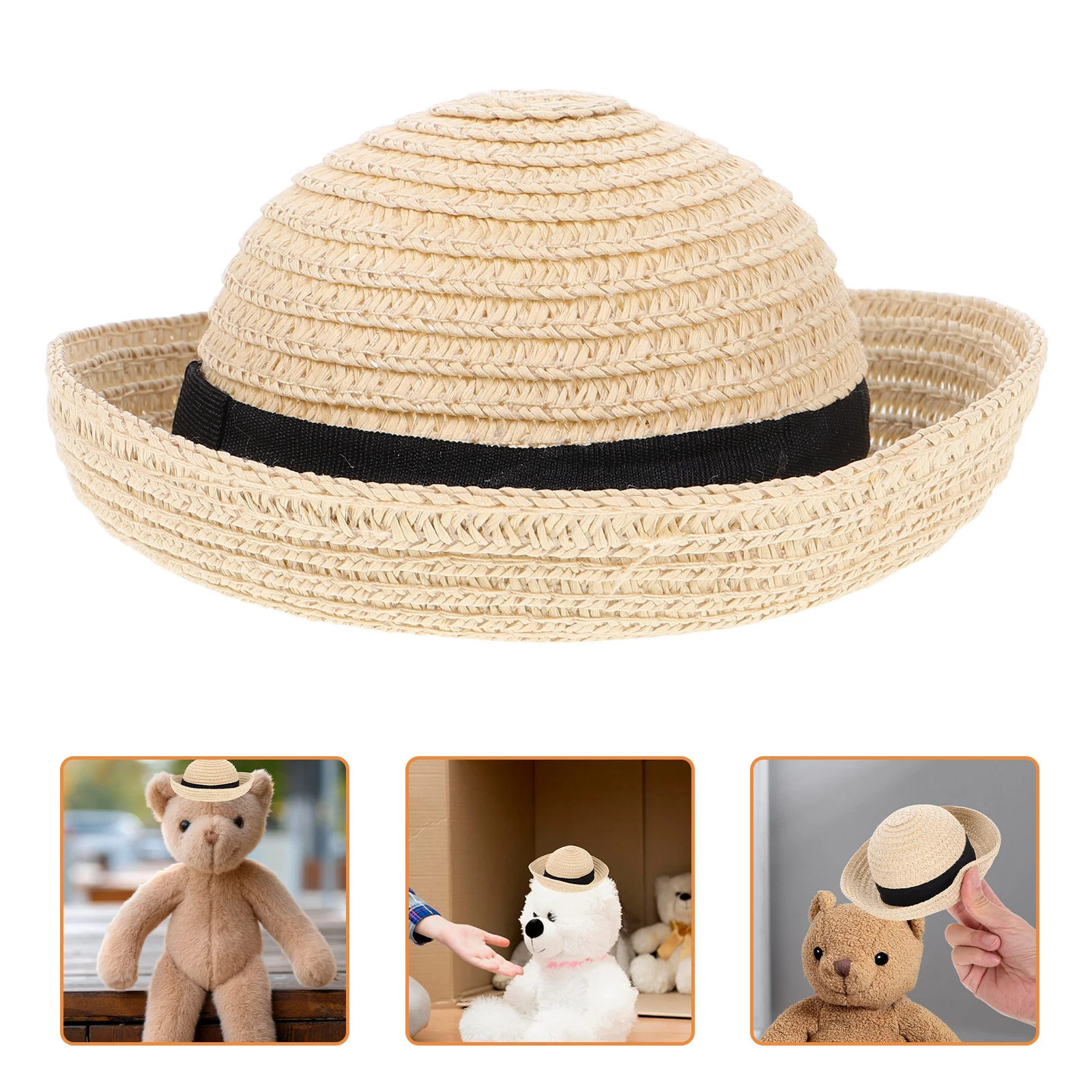 

Straw Hat Hand-knitted Decor Mini House Crafts Imitation Miniature Knitting Costume Accessories Cartoon