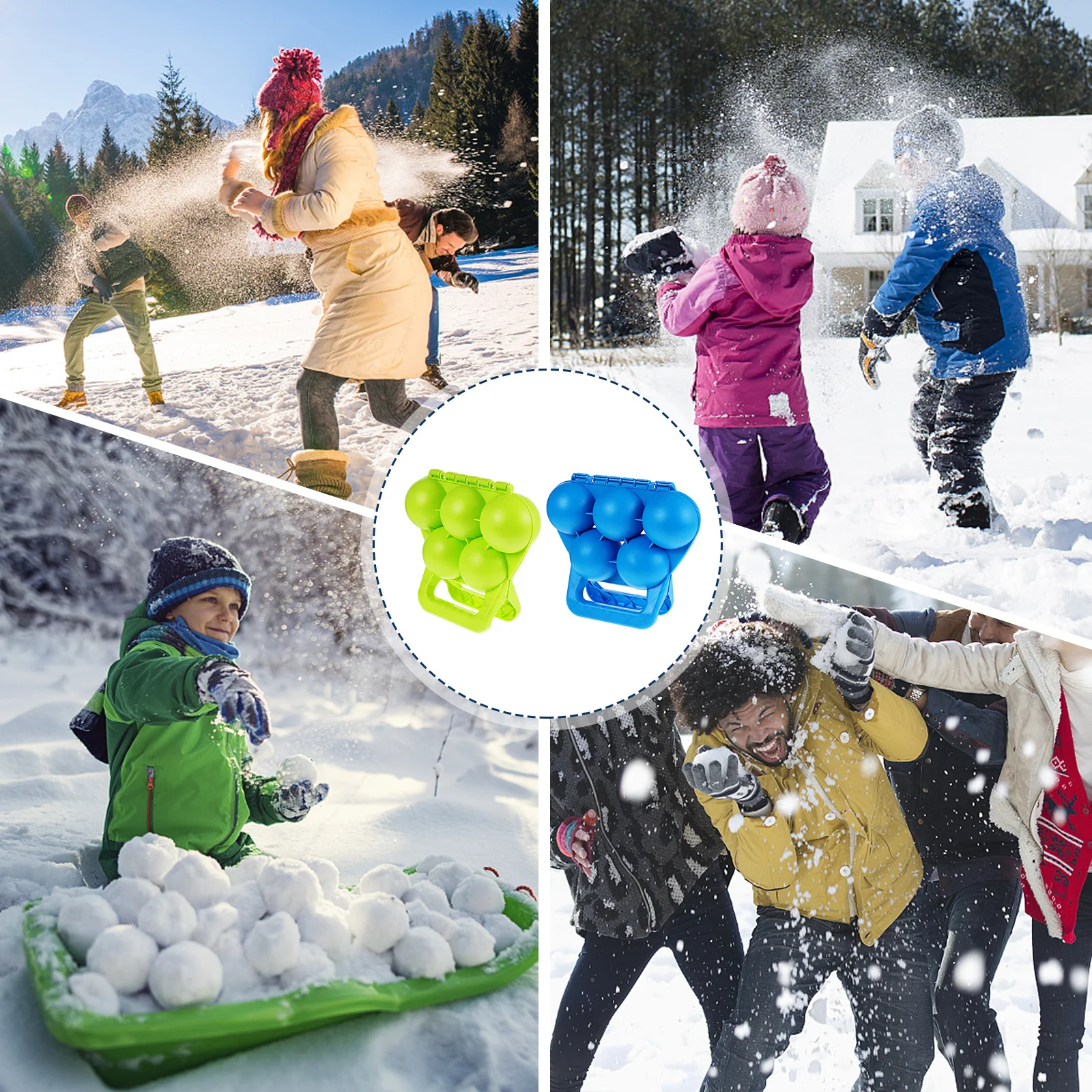 

2 pcs Maker Premium Plastic Anti-Slip Outdoor Ball Mold For Kids Winter Holiday Game Tool Round Making Wet Sand Mud