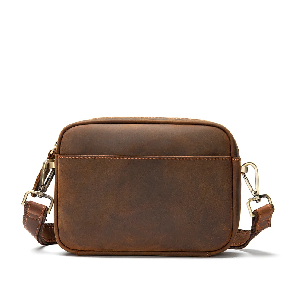 Bolso de hombro de cuero para hombre, bandolera de piel Crazy Horse, bolso de mano lateral con tirantes, 러러치백성 성