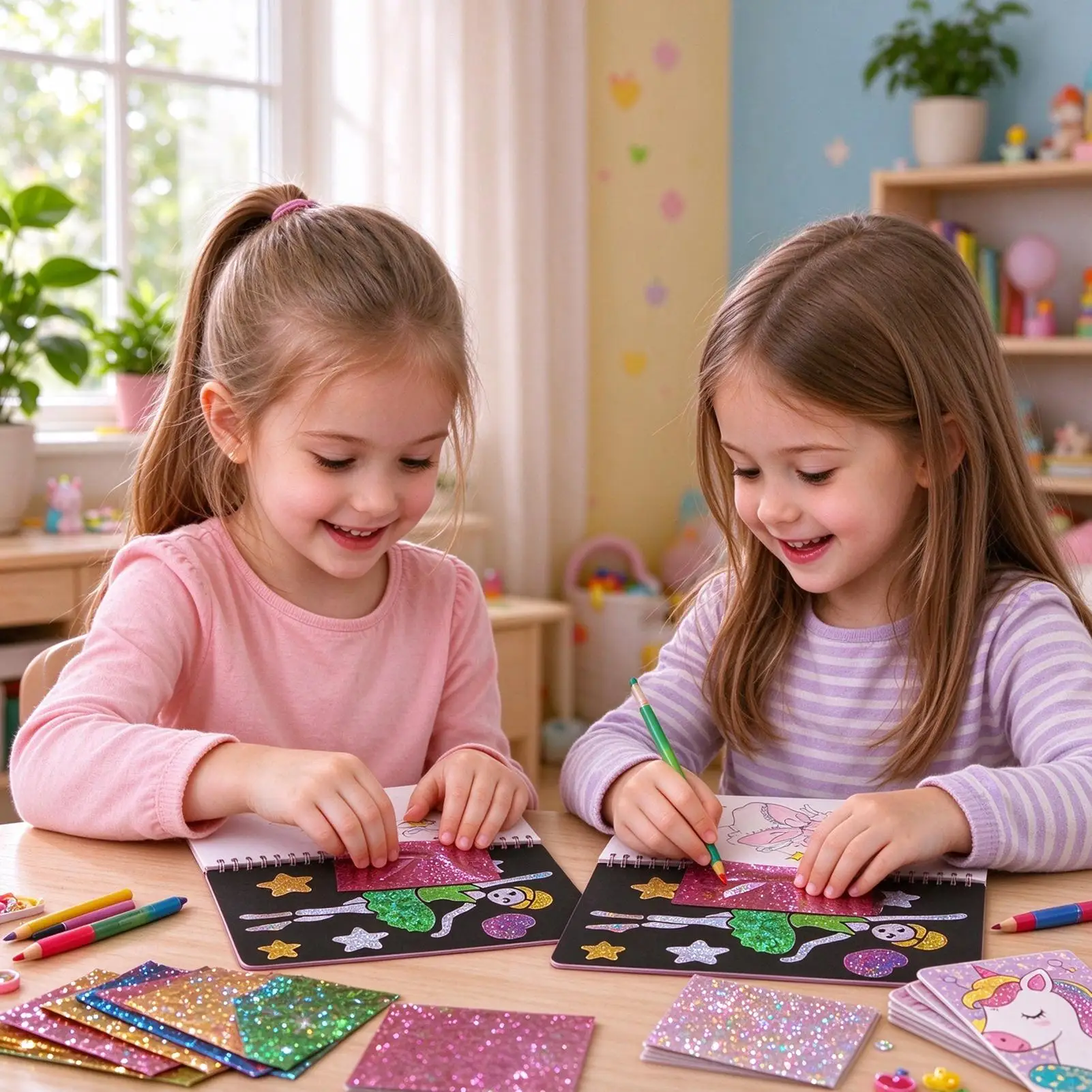 Foil Craft Princess Horse Aluminum Foil Interactive Notebook Kids Scratch Drawing Art Book For Boys Girls Home Homeschool