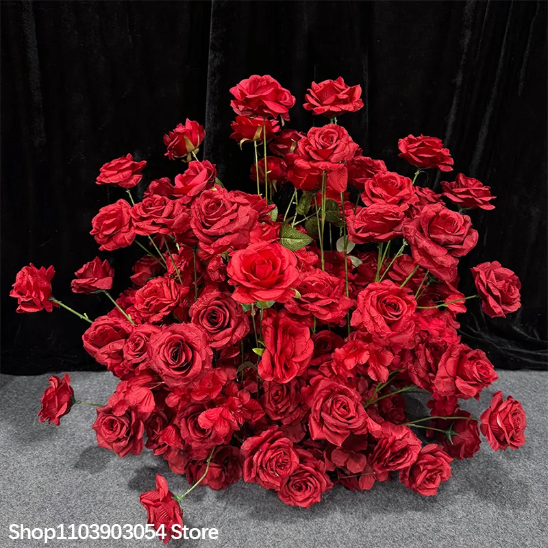 Maßgefertigter Künstlicher Blumenball Rote Rose Hochzeitstisch-Mittelstück Event-Party Bühnen-Dekoration Blumen-Schaufenster-Dekoration 70/30cm – Detail 7