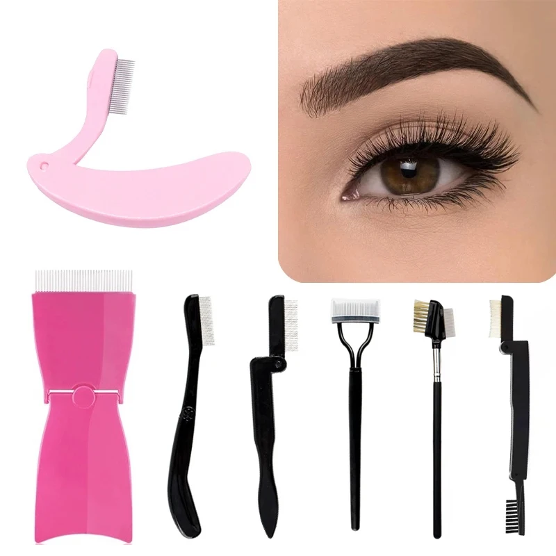 Eyelash Curler Beauty Makeup Lash Separator Foldable Metal Eyelash Brush Comb Eyebrow Comb Foldable Mascara Curl Cosmetic Tools