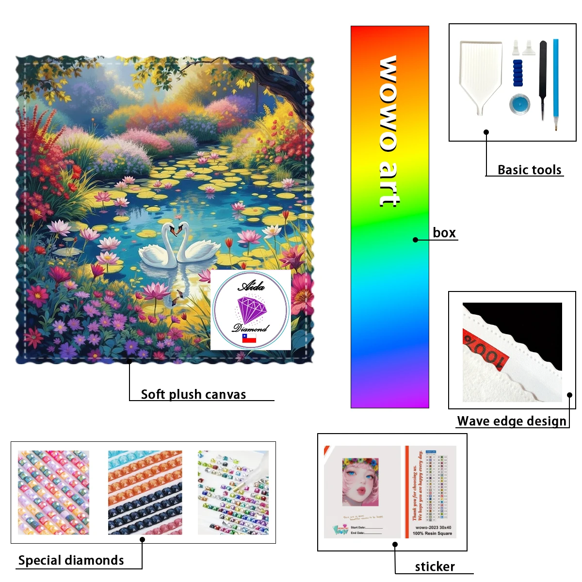 

【Aida_ Diamond Art】Swan lovers Crystal AB Rhinestone FD Rhinestone Perfect Resin Diamond