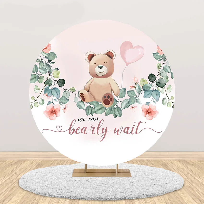 Oh รอบหมีฉากหลังจัดงานแต่งงานทารกฝักบัวทารกแรกเกิดวันเกิดปาร์ตี้ Photoshoot Custom ยืดหยุ่นภาพพื้นหลังแบนเนอร์