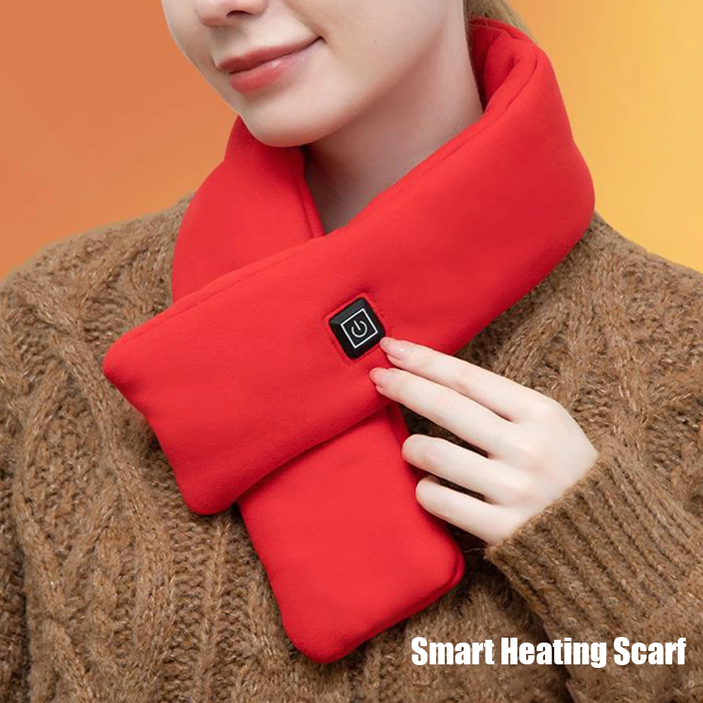 3 Gears USB Electric Heating Scarf Neck Warmer Shawl Washable 1-Second Fast Heating Neck Cover Neck Wrap Fleece Scarf for Winter