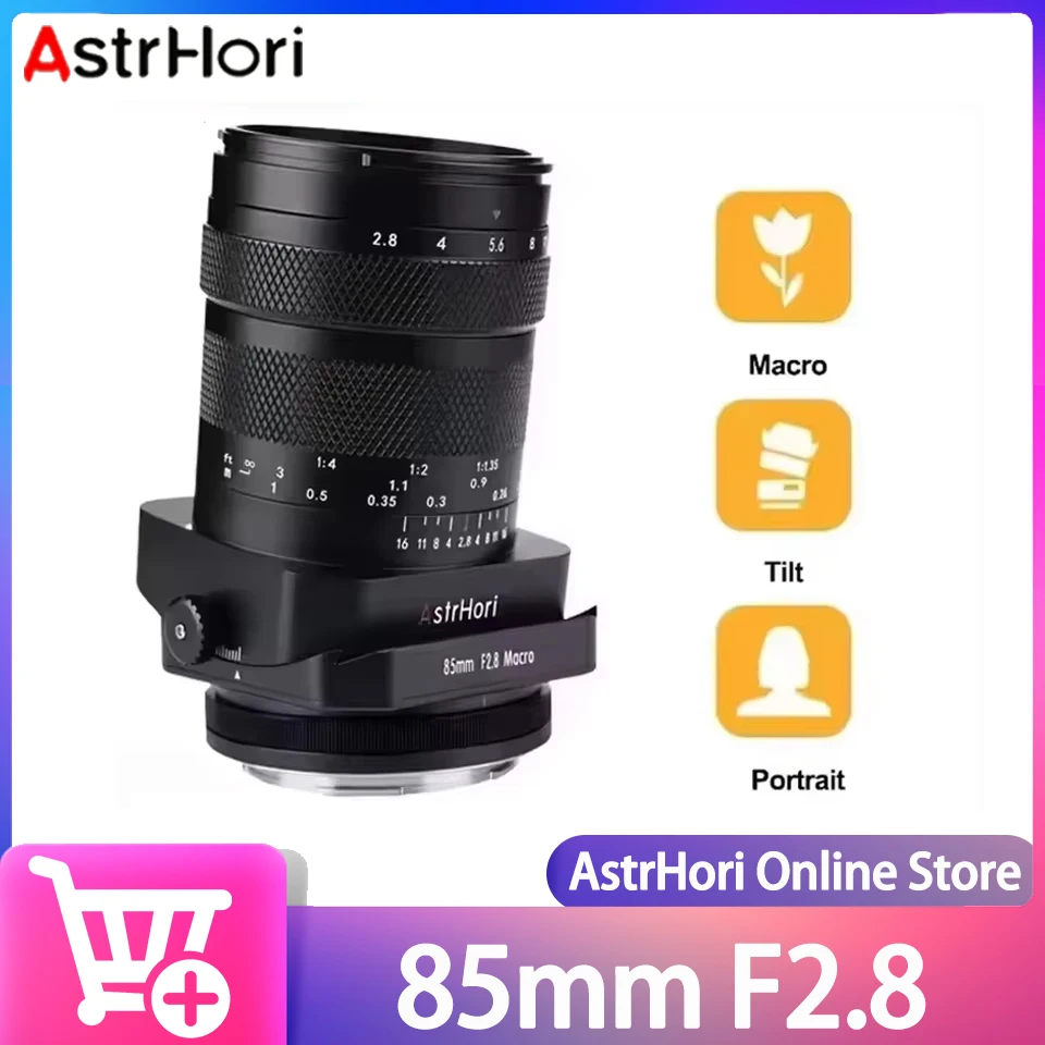 

AstrHori 85 мм F2.8 Полнокадровый макрообъектив с ручной фокусировкой и наклоном для камер Nikon Z Canon RF Fuji XF Sony E L-Mount