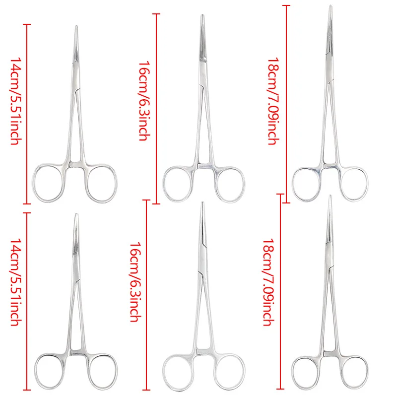 

1pc Hemostatic Forceps Surgical Forceps Clamps Forceps For Surgical Wound Cleaning Fishing Pliers Curved/Straight Tip