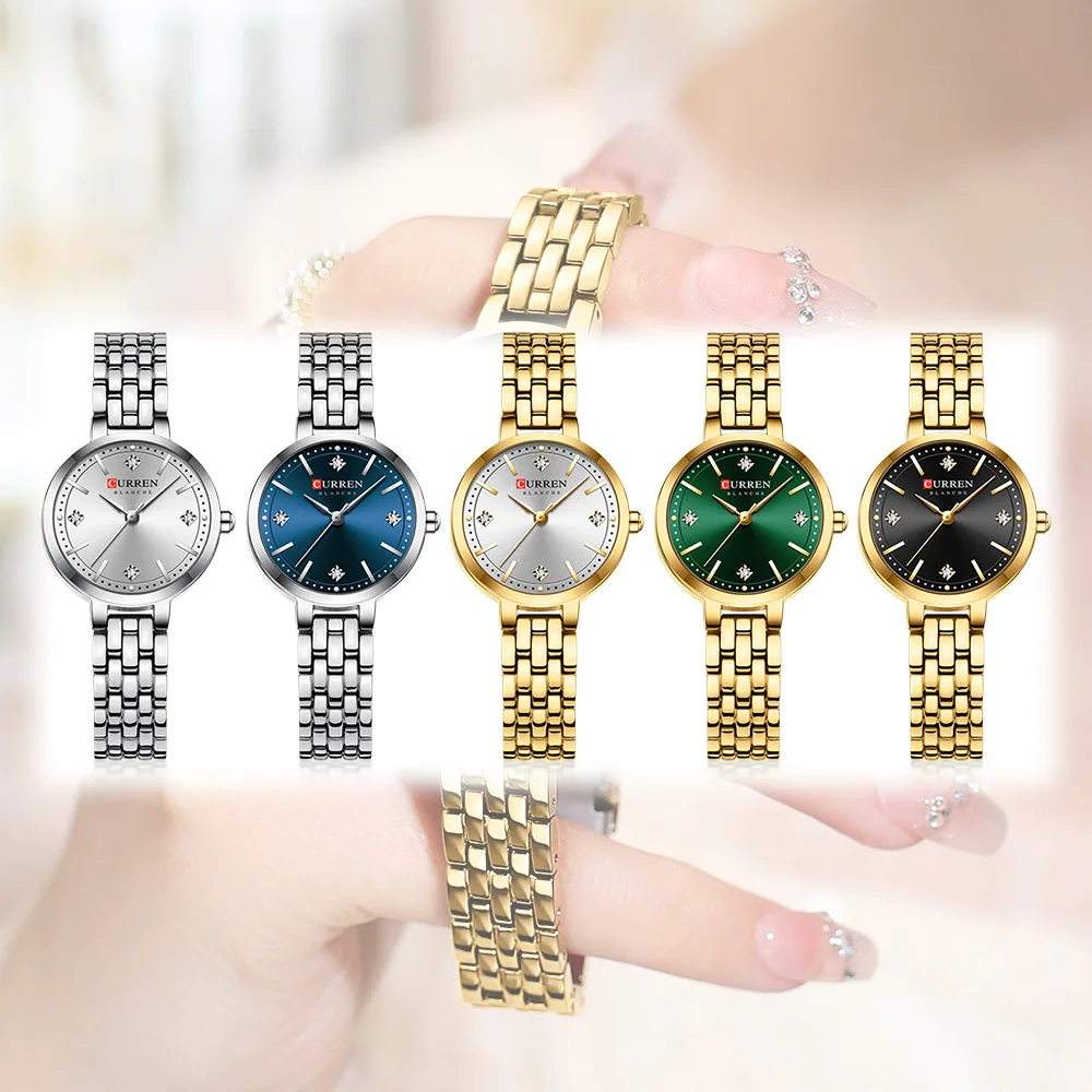 CURREN 9106 Luksusowy damski zegarek kwarcowy z diamentową tarczą Wodoodporny pasek ze stali nierdzewnej Modne eleganckie zegarki dla kobiet