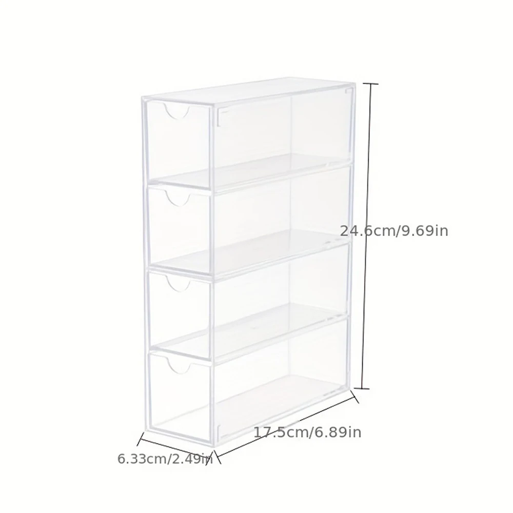 New 4-Layer Plastic Drawer Storage Box Transparent Dustproof Glasses Cosmetic Desktop Stationery Acrylic Storage Rack Organizers