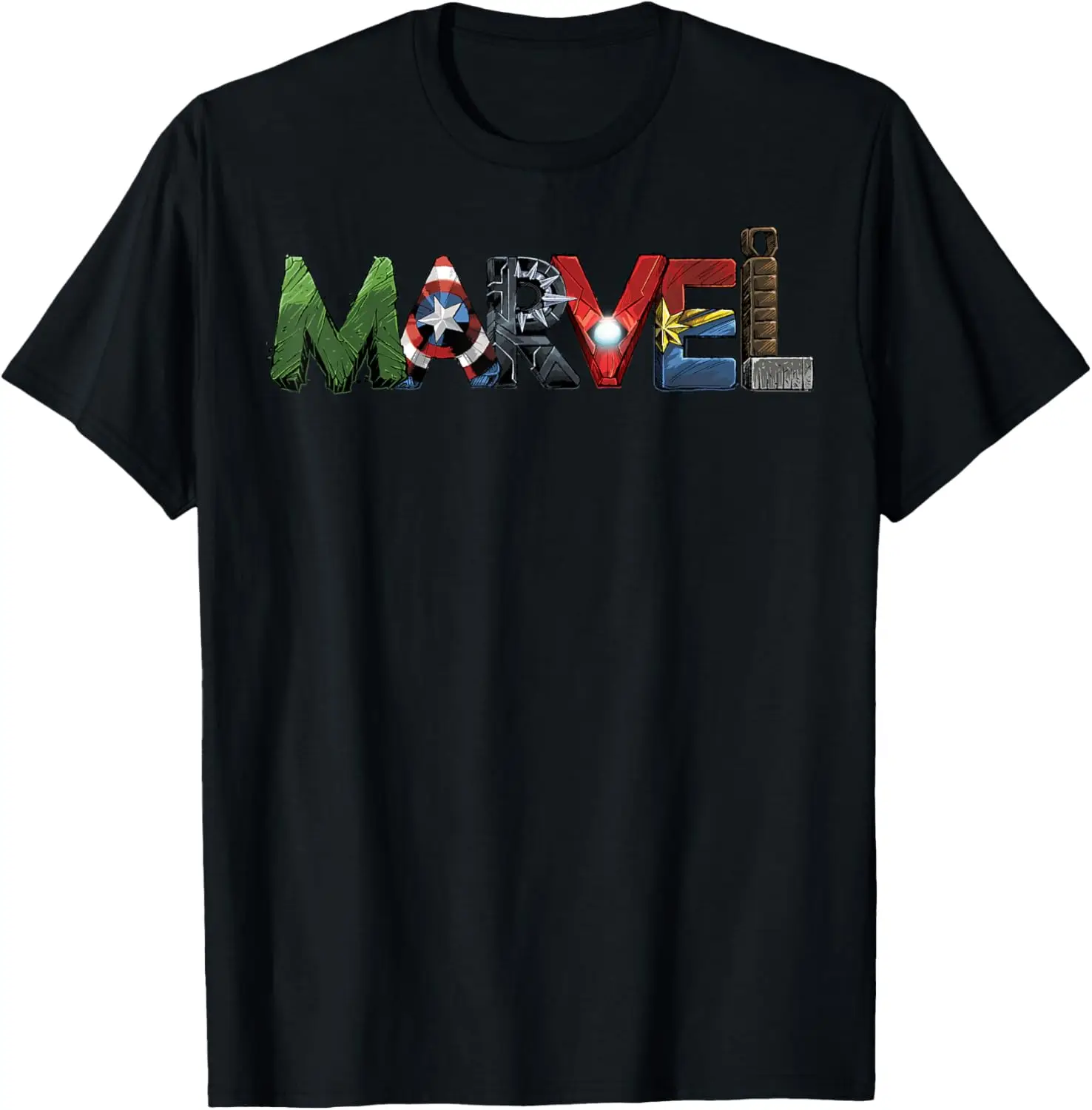 Marvel Avengers Character Text Portrait T-Shirt