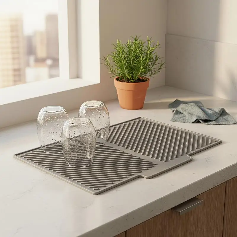 Silicone Kitchen Draining Mat Heat Insulation Pad For Dining Table Plate Cup Storage Craft Supplies