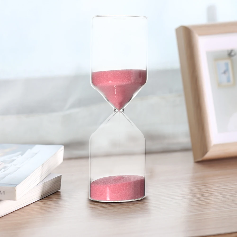 Cylinder Shape 30 Minutes Sand Clock Sand Timer Glass Home Ornament Birthday Gift Desktop Decoration for living room study