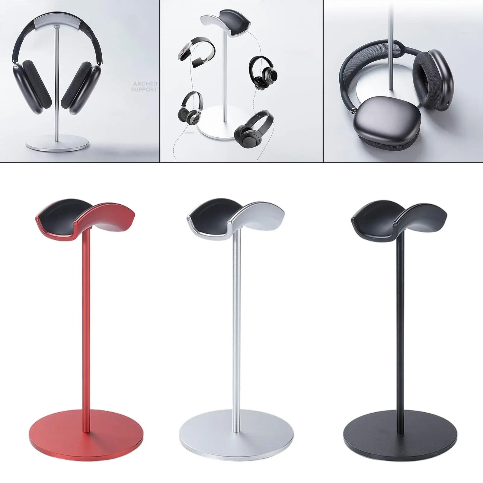 Headphone Stand Stable Aluminum Alloy Portable Headset Holder Display Bracket for Home Gaming Headsets Desktop Office Rack