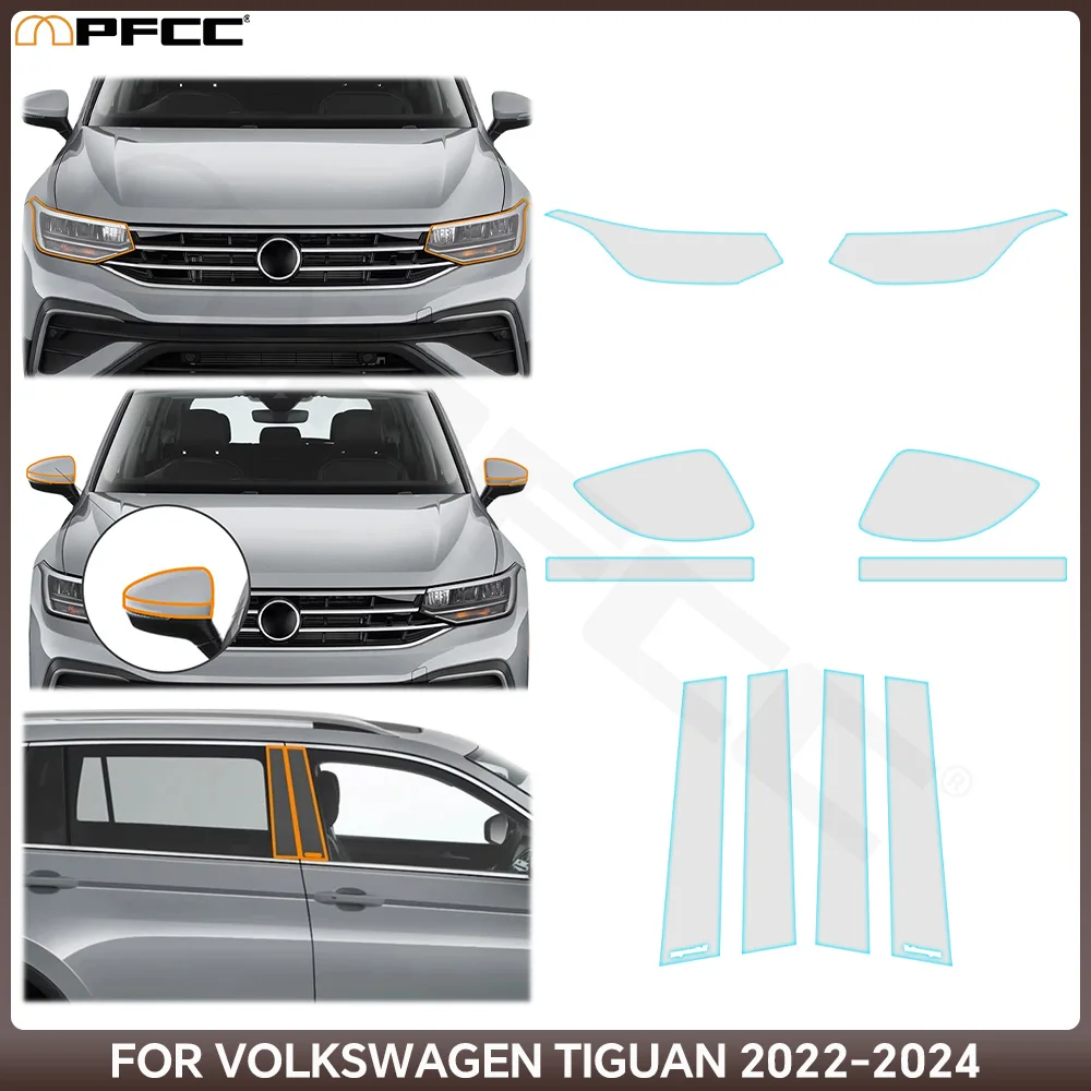 

Headlight Rearview B Pillars TPU Paint Protection Film Clear Bra Pre-cut PPF Anti-scratch Kit For VOLKSWAGEN TIGUAN 2022-2024
