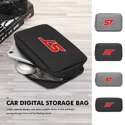 Car Data Cable Charger Portable Hard Disk Organizer Storage Bag For Ford ST Racing Performance Focus Mk2 Mk3 MK4 Fiesta Ranger