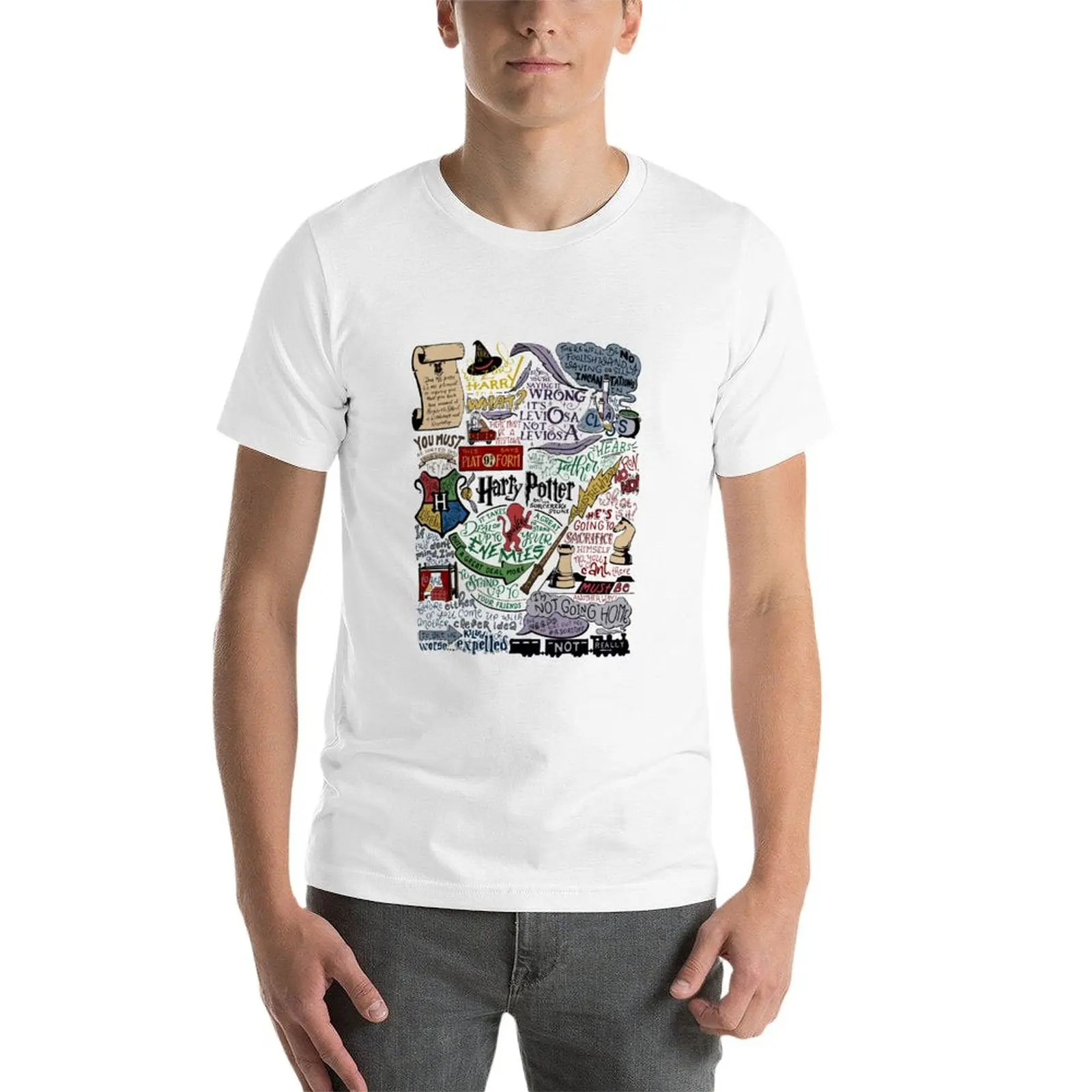 Nowe kamienne cytaty czarnoksiężnika (kolorowe) t-shirt puste koszulki czarne t-shirt T-Shirt w za dużym rozmiarze męskie opakowanie graficzne koszulki