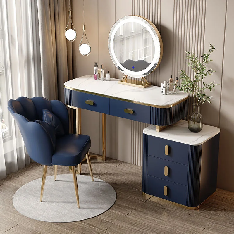 

ドレッサー Solid Wood Rock Board Vanity Table Dresser with Storage Cabinet Dressing Table with Mirror and Stool Bedroom Furniture