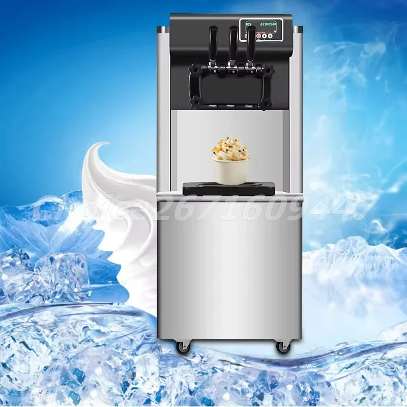 

18-25L/H Vertical 3 Flavors Soft Ice Cream Making Machine Automatic Stainless Steel Frozen Yogurt Ice Cream Machine