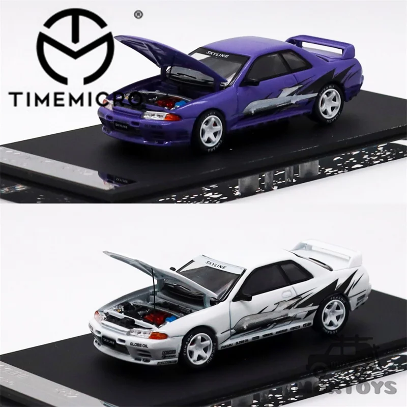 

Модель автомобиля TM Time Micro 1:64 Skyline R32 Los Santos, дрифт, фиолетово-белая, литая под давлением