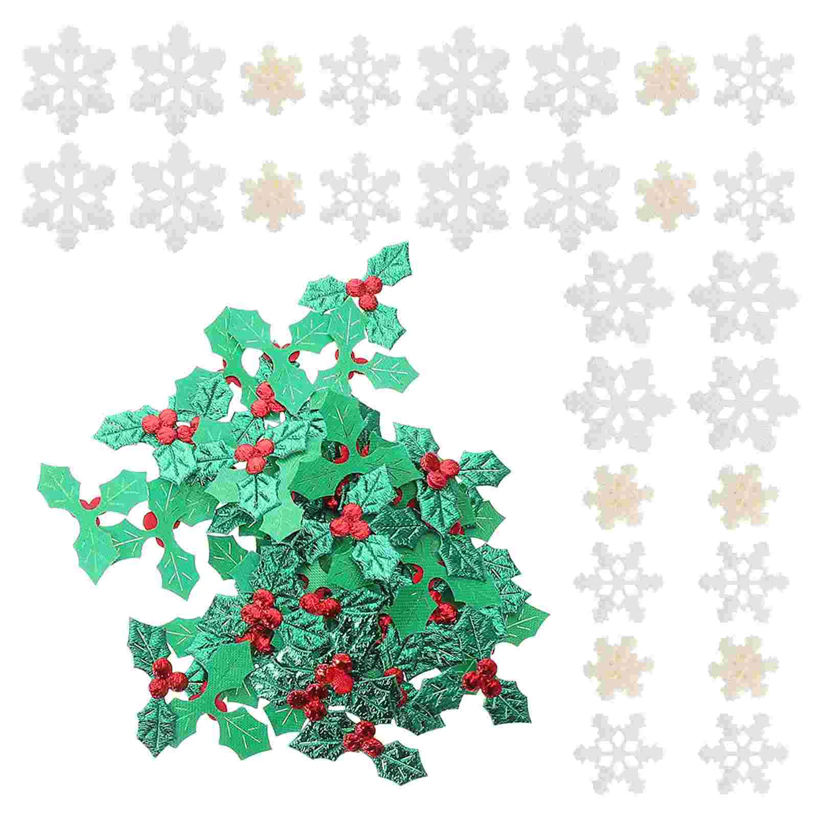 Снежинка, декоративный материал, мини-украшения с ягодами Холли для изготовления карт, рождественские принадлежности для рукоделия, искусственный зеленый лист