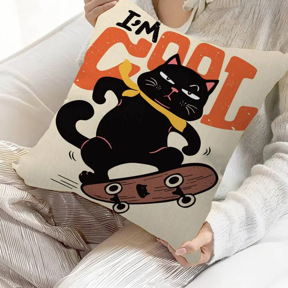 Black Cat Cushion Cover Pillowcase Upholstery Sofa Throw Pillow Home Decor Pillowcas