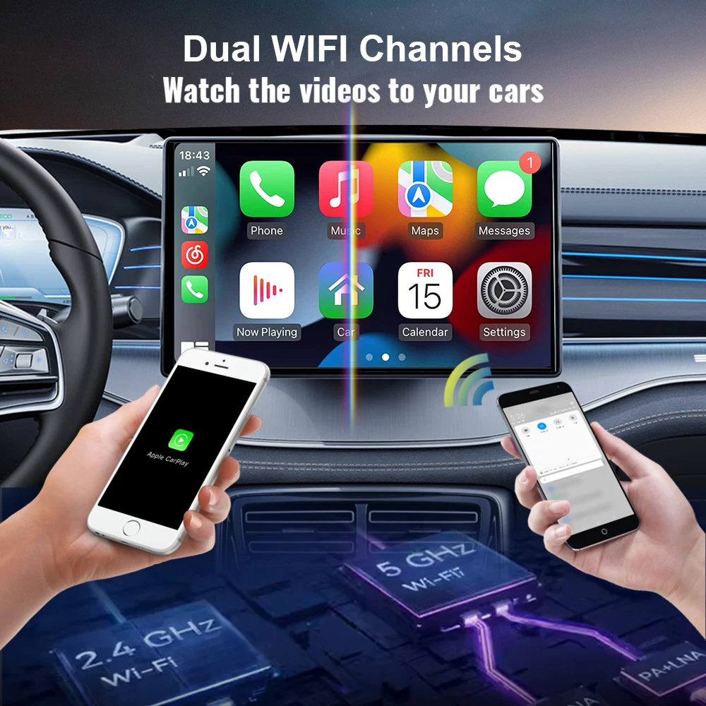 XUDA Double Wifi 4 Core Ai Box Android 12.0 supporto Netflix YouTube Wireless Carply adatto per il 99% delle auto con Carplay cablato