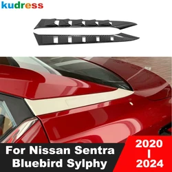 For Nissan Sentra Bluebird Sylphy 2020 2021 2022 2023 2024 Carbon Fiber Car Rear Window Spoiler Cover Trim Exterior Accessories