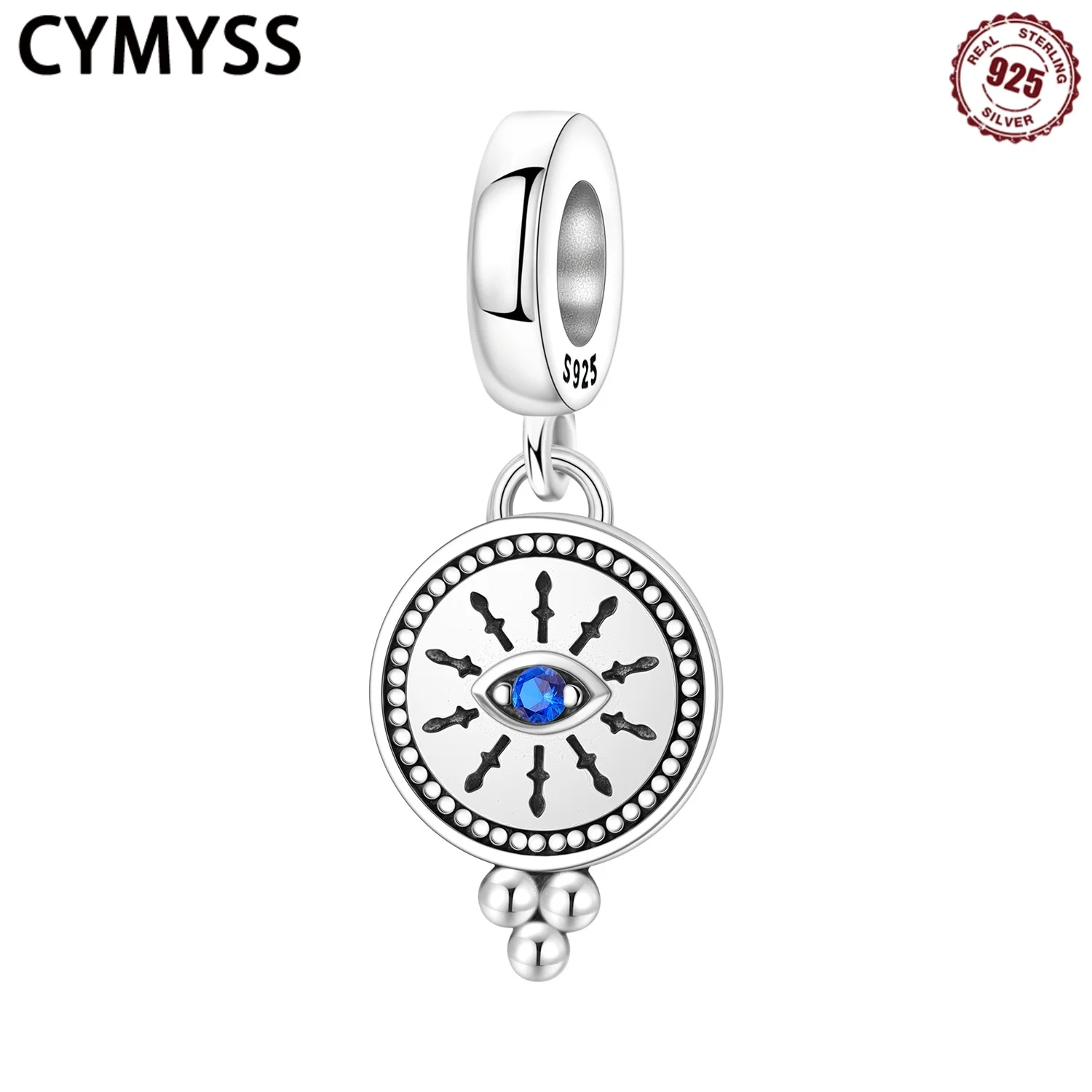 

CYMYSS 2025 S925 Sterling Silver Zircon Devil's Eye Coin Pendant Fine Jewellery Birthday Gift Women's Pendant