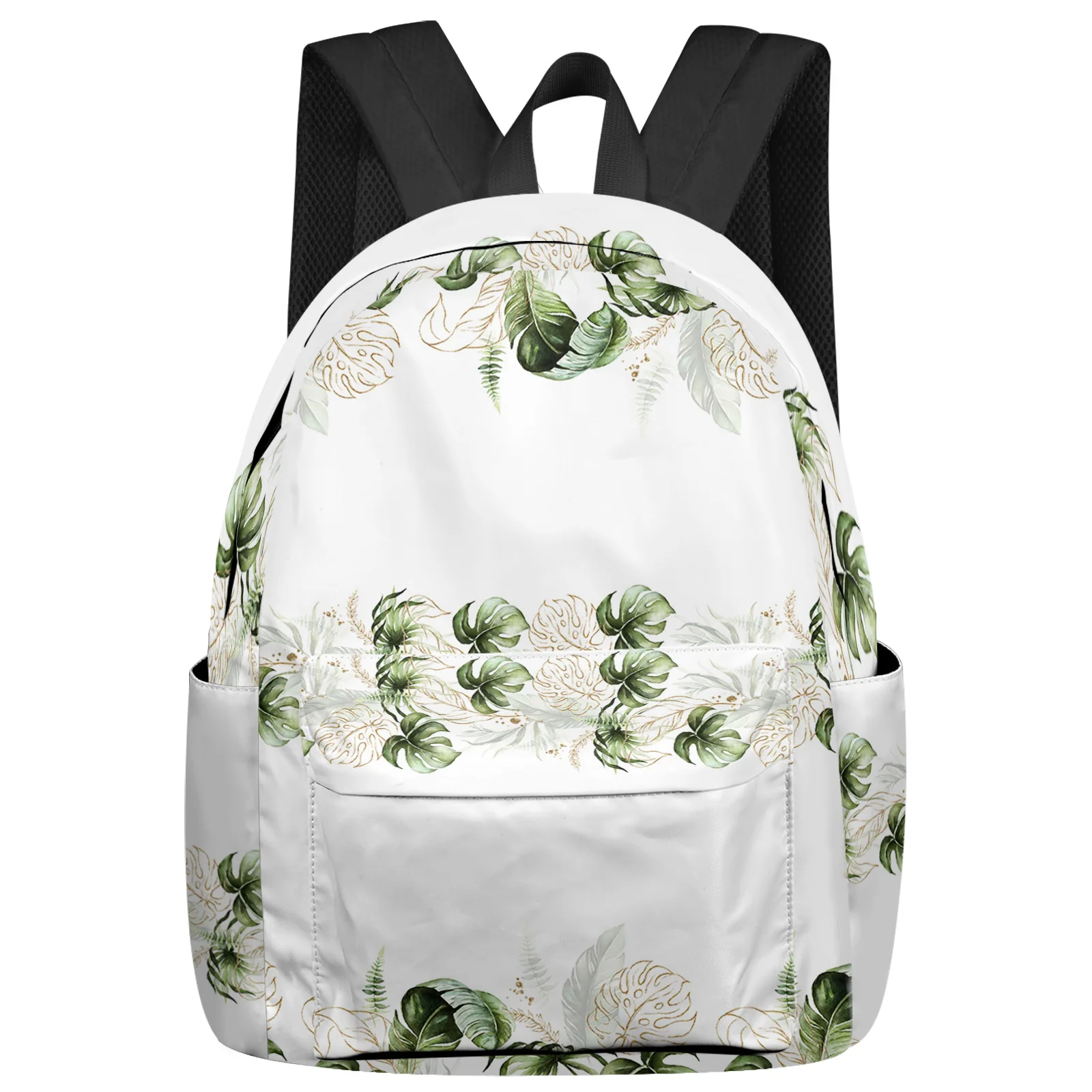 

Watercolor Palm Green Leaves Plant Women Man Backpacks Waterproof School Backpack For Student Boys Girls Laptop Bags Mochilas