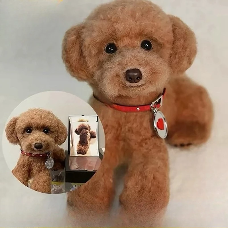 handmade-custom-wool-felt-pet-model-realistic-dog-cat-figurine-memorial-keepsake-photo-customized-teddy-ornament-gift