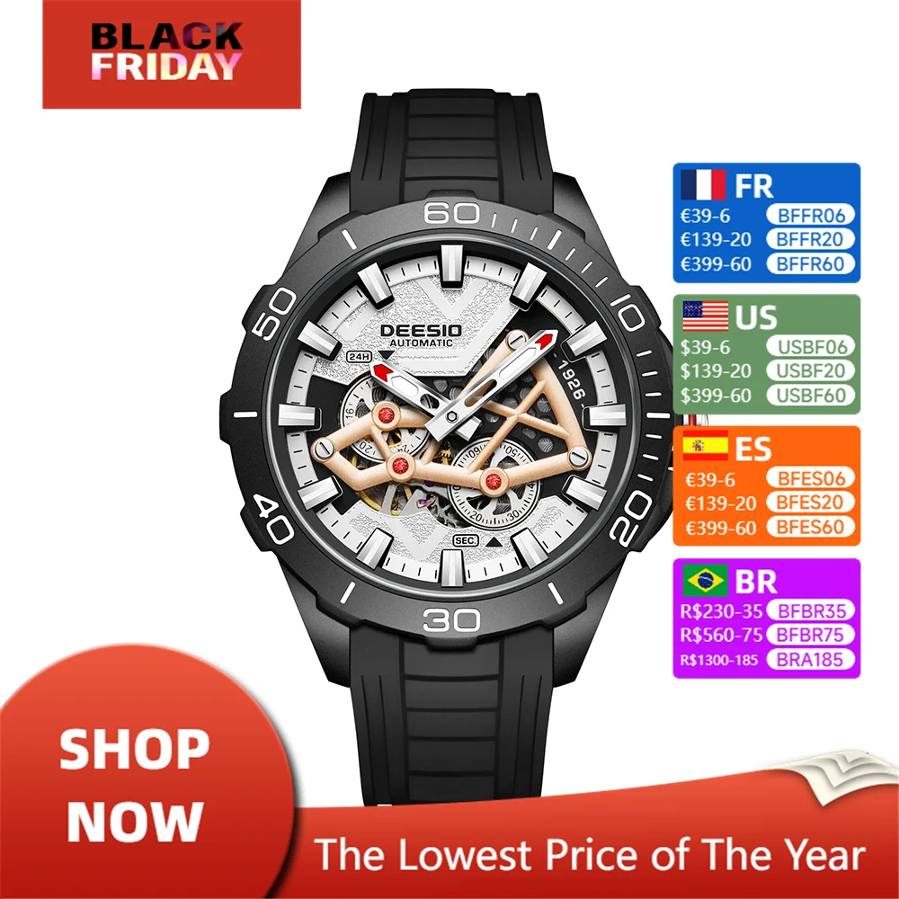 Deesio Automatic Movement Men\'s mechanical watches Luminous Waterproof 24 Hours Small Dial Casual Cool Men\'s Watch Gifts