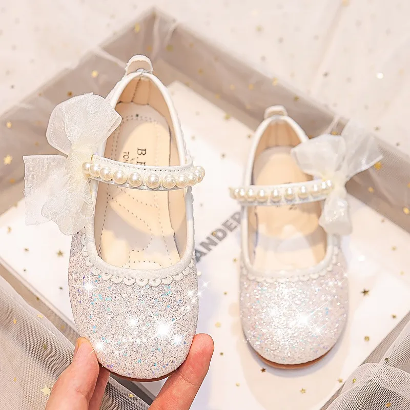 Kids Shoes Drop Shipping 2023 New Soft Shiny Cute Princess Shoes for Party Wedding Shows Children Moccasin Shoes Drop Shipping