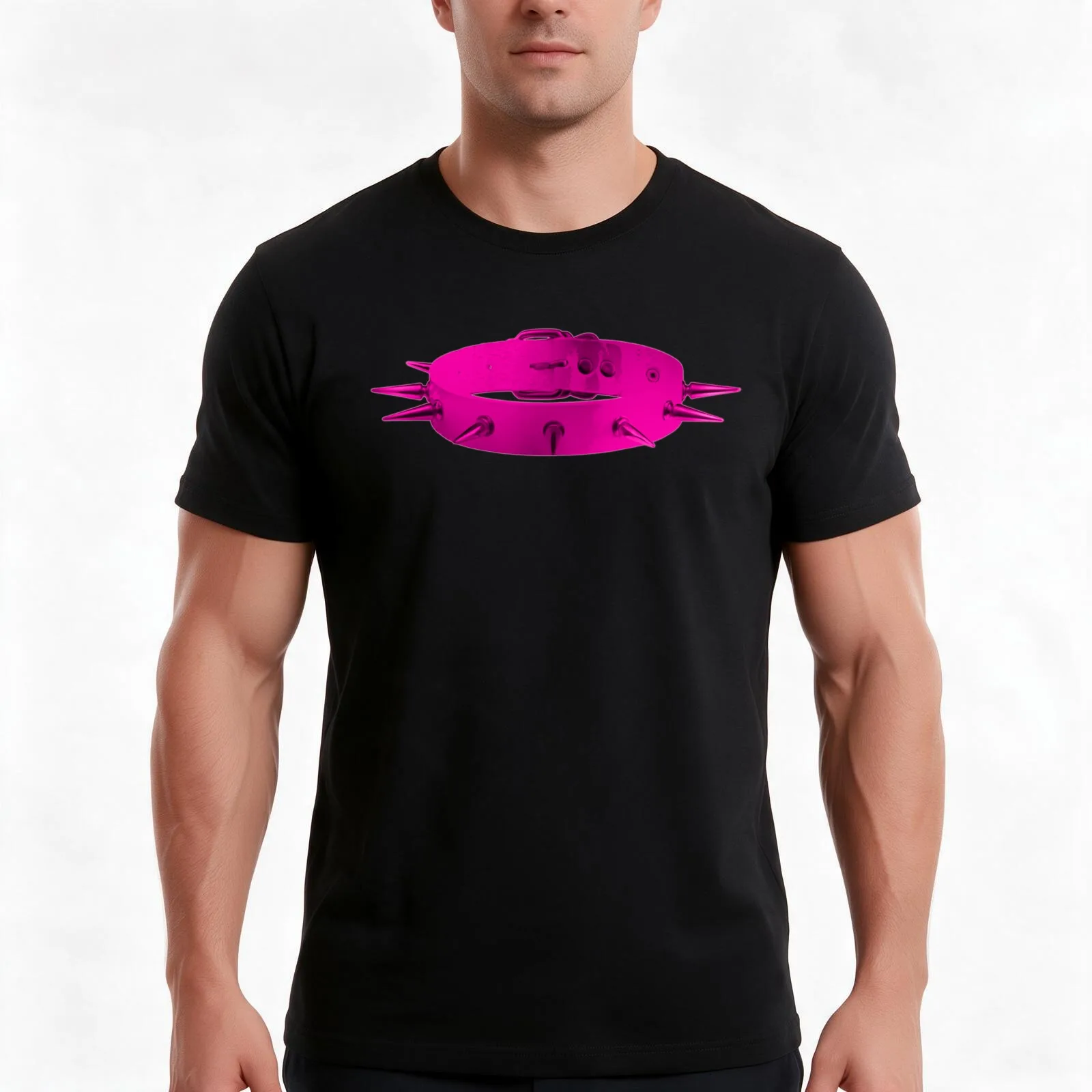 Pink Collar BDSM Fetish T-Shirt, Summer Casual Cotton Tee, Oversized Streetwear Tops, Vintage Graphic Print, Unisex Men Women