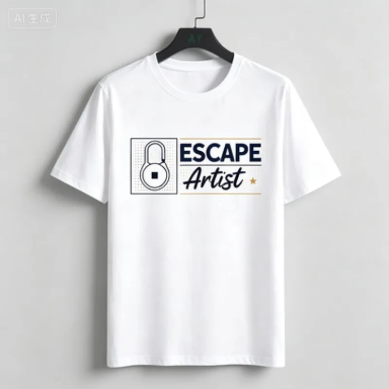 Mens Soft Modal Crew Neck T‑Shirt Cool Occupation Slogan Graphic Tee Padlock Halftone Letter Print Casual Daily Short Sleeve Tee