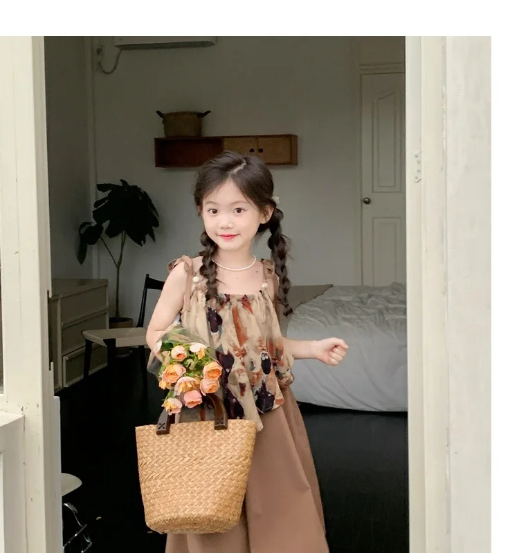 

Girls Dresses Summer Dress Chlidren Clothes Girls Baby 2024 New Korean Style Summer Fashion Mrio Girl Casual Slip Dress