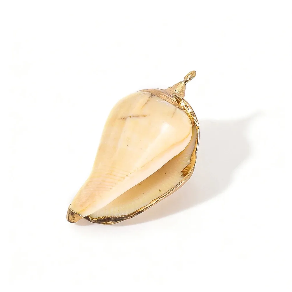 2PCS Conch Shape Pendant Natural Pearl Oyster Gilded Edges DIY Handcrafted Necklace Earring Keyring Gift Decoration Accessories